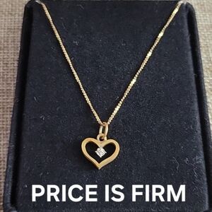 Vintage 1960's Yellow 14kt Gold and Diamond Chip on 16 inch 14kt Chain